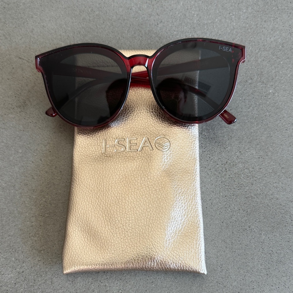 I-SEA Burgundy Sunglasses with Dark Lenses